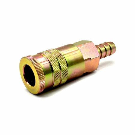 Interstate Pneumatics 3/8 Inch Industrial Yellow Steel Coupler with 1/2 Inch Barb CH683